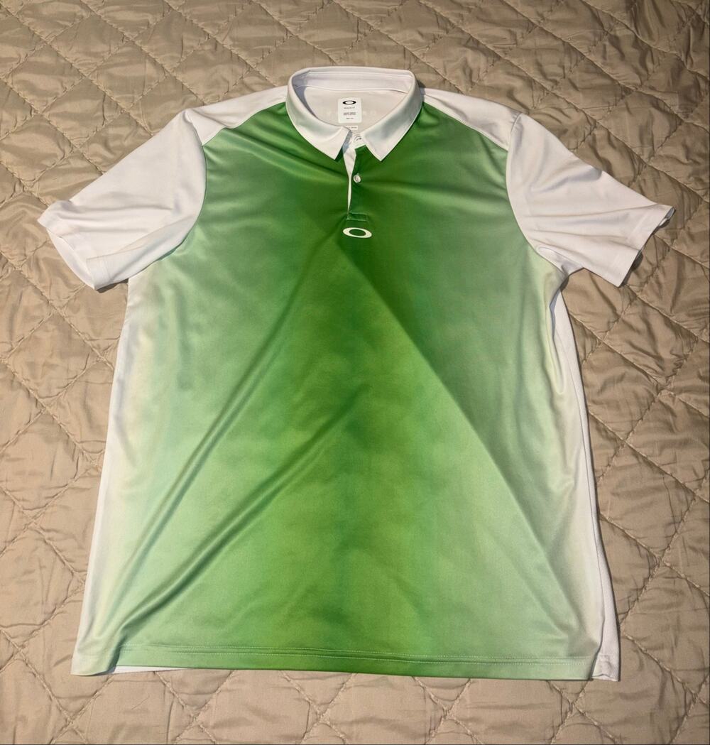 Oakley Golf Polo Shirt Men's XL Green Gradient Short Sleeve